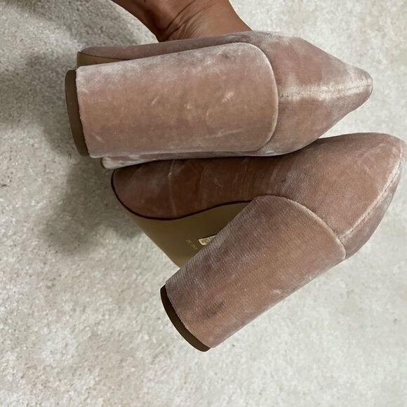 New Louise et Cie Anthropologie velvet pink blush heel pumps - Picture 4 of 6